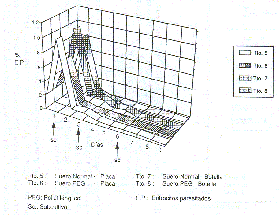Figura 2. Crecimiento de Babesia bovis en mezcla de gases. Ensayo 1.