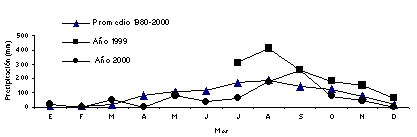 Figura 1. Precipitacin media correspondiente al perodo 1980-2000.
